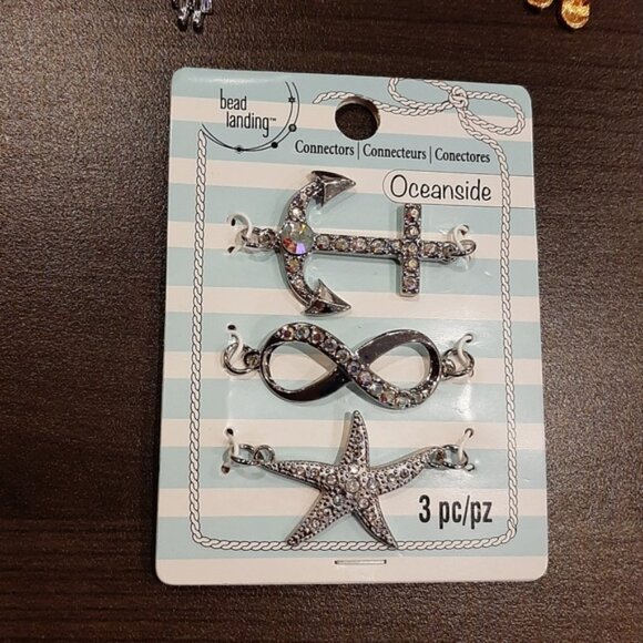 16Pc Lot Of Jewelry Beach Nautical Charm Bracelet Pendant Connectors Gold Silver - Picture 2 of 12